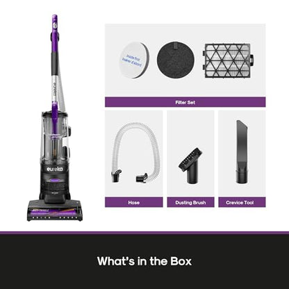 Eureka FlexReach Powerful Upright Vacuum Cleaner for Carpet and Hard Floor, Lift-Up Vacuum with Large Dust Cup, Anti-Tangle, NEU651PL, Purple - size: NEU651PL