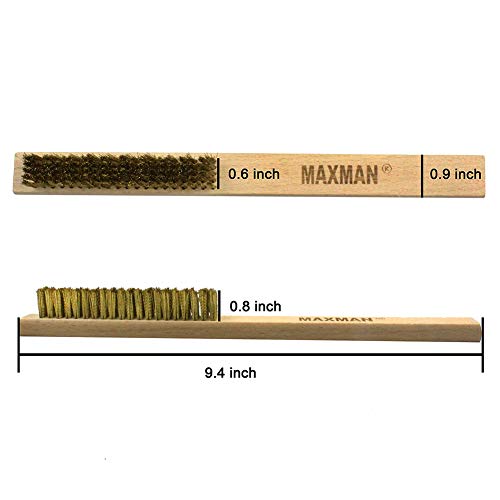 MAXMAN Brass Brush, Soft Brass Bristle Wire Brush for Cleaning Metal Rust, Welds, Home and Kitchen, Wire Scratch Brushes with 10" Beechwood Handle - style: 5 rows 20 bristles 1PCS