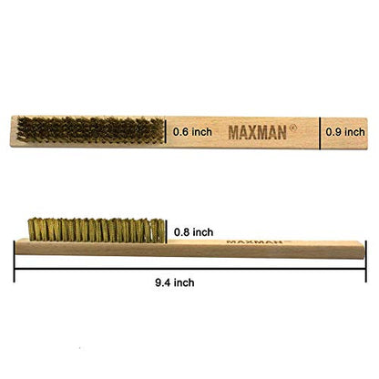 MAXMAN Brass Brush, Soft Brass Bristle Wire Brush for Cleaning Metal Rust, Welds, Home and Kitchen, Wire Scratch Brushes with 10" Beechwood Handle - style: 5 rows 20 bristles 1PCS