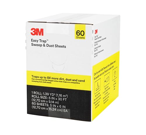 3M Easy Trap Sweep and Dust Sheets, 1 Roll of 60 5" x 6" Sheets, Disposable Easy Sweep Floor Duster, Picks Up 8x More Dirt, Dust, Sand, Hair, Works on Dry or Wet Surfaces, Hardwood Floors, 59032W - size: 1 Roll of 60 5" x 6" Sheets