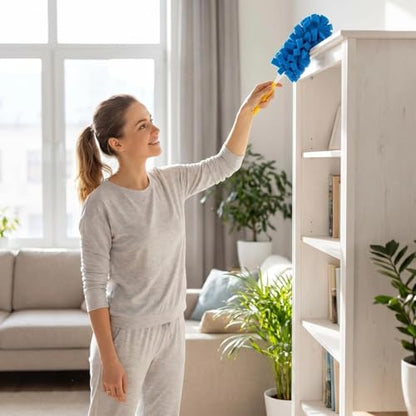 2026 New Reusable Chenille Microfiber Dust Duster, 360° Electrostatic Duster with Washable Removable Cloth Covers, Refillable Multi-Surface Duster for Home Furniture Ceiling Fan Cleaning (1 Set) - color: 1 Set