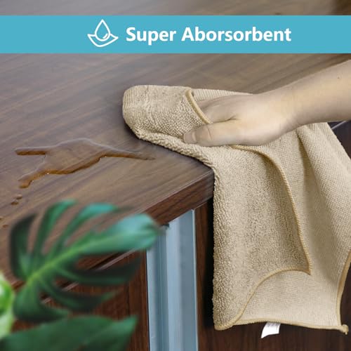 HOMEXCEL Brown Microfiber Cleaning Cloth, 50 Pack Cleaning Towels for Kitchen, Lint Free, Scratch-Free, Highly Absorbent, and Reusable Cleaning Rags for House, Window and Glass, Cars, 11.5 X11.5 inch - color: Brown