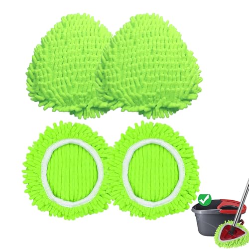 4 Pack Reusable Microfiber Mop Pads Compatible with O-Cedar EasyWring 1-Tank Spin Mop System,Elastic Mop Head Replacement for Deep Clean,Machine Washable Mop Refills - size: 4 Pack