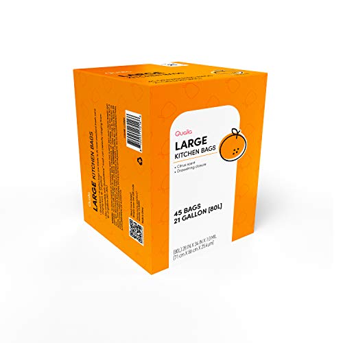 QUALIAZERO CITRUS SCENTED 21 Gal / 80 Liter | Drawstring Closure Trash Bag | Heavy Duty (CITRUS, 45 BAGS), WHITE, (L10001) - size: 45 Count (Pack of 1), style: CITRUS