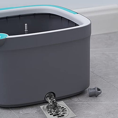 True & Tidy SPIN-800 TrueClean Mop and Bucket System Self Wringing Spin Mop with Separate Compartments for Clean and Dirty Water, Square Spin Floor with 2 Machine Washable Pads - color: Gray