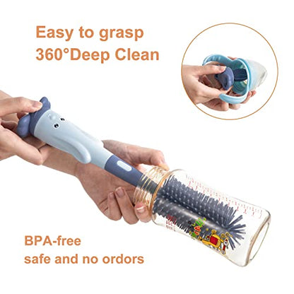 Chemimoso Cup Cleaning Brush, Silicone Baby Bottle Brush with Stand, Large Handle Water Bottle Brush Cleaner Set, with a Tiny Cup Lid Gap Cleaning Brush, Cup Lid Cleaner Brushes Kit, Blue - color: Blue 2