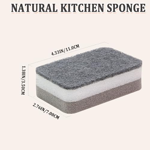 Taeku Natural Kitchen Sponge, 6 Pack Heavy Duty Scrub Cellulose Sponge Premium Multifunction Eco Friendly Cleaning Sponges for Dishes (Grey) - color: Gray