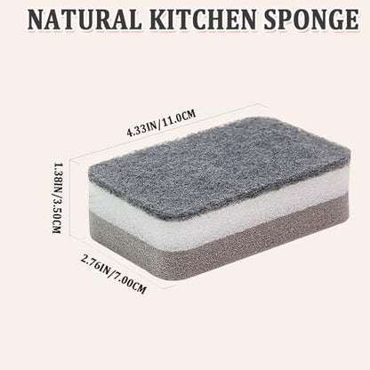Taeku Natural Kitchen Sponge, 6 Pack Heavy Duty Scrub Cellulose Sponge Premium Multifunction Eco Friendly Cleaning Sponges for Dishes (Grey) - color: Gray