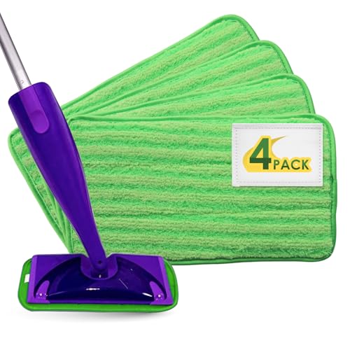 Heavy Duty Microfiber Mop Refill Pads - Extra Thick, Premium Quality Mop Pad Replacements Refills for Wet and Dry Mopping Up Dirt, Dust, Dog Hair and Cat Hair - size: 4 Count (Pack of 1)