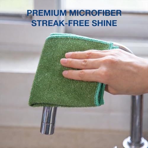 Dual-Sided Microfiber Cleaning Cloths – Non-Scratch Scrub & Absorbent Wipe – 2-in-1 Reusable Cleaning Towels for Kitchen, Home, Car, Glass & Appliances – 11.81" x 11.81" (12 Pack) - size: 12 Pack