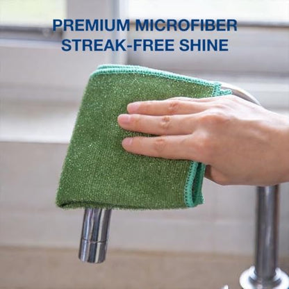 Dual-Sided Microfiber Cleaning Cloths – Non-Scratch Scrub & Absorbent Wipe – 2-in-1 Reusable Cleaning Towels for Kitchen, Home, Car, Glass & Appliances – 11.81" x 11.81" (12 Pack) - size: 12 Pack