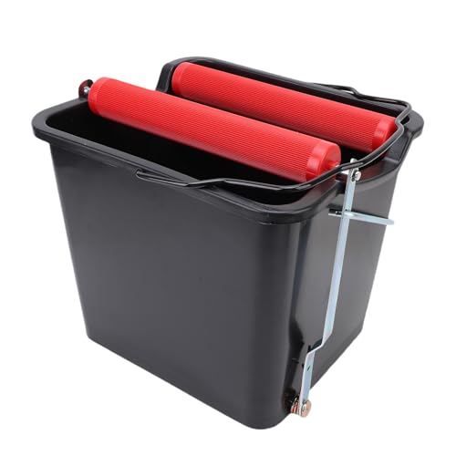 Alomejor Pedal Spin Mop Bucket, ABS and Metal Spin Mop Bucket System 14L Foot Press Wringer, Side Clamp Water Removal, Compact Floor Cleaning for Home Marine Boat