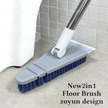 Tub Tile Scrubber Brush 2 in 1 Cleaning Brush 33.46 Inch, Adjustable Telescopic Pole Stiff Bristles Scouring Pads for Cleaning Bathroom Kitchen Toilet Wall Tub Tile Sink Non Scratch (Gray) - color: Gray