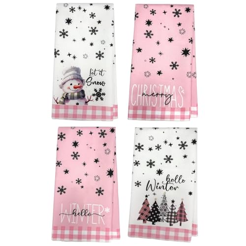 Snowman Xmas Trees Christmas Kitchen Towels Dish Towels, 18x26 Inch Daily Seasonal Winter Decoration Hand Towels Set of 4 - color: Snowman Four Pack