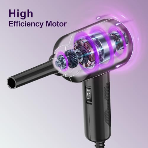Meudeen Air Duster - Compressed Air - 5.74 oz High Power Cleaning for Computer - PC - 2 Gear Air Blower (Black Purple) - color: Black Purple