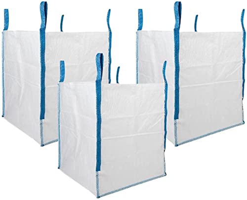 DURASACK Heavy Duty Builder's Bulk Bags 200-Gallon White Woven Polypropylene Contractor Trash Bags for Demo and Construction, Holds up to 2200 lbs, Open Top, Pack of 3 - size: Pack of 3
