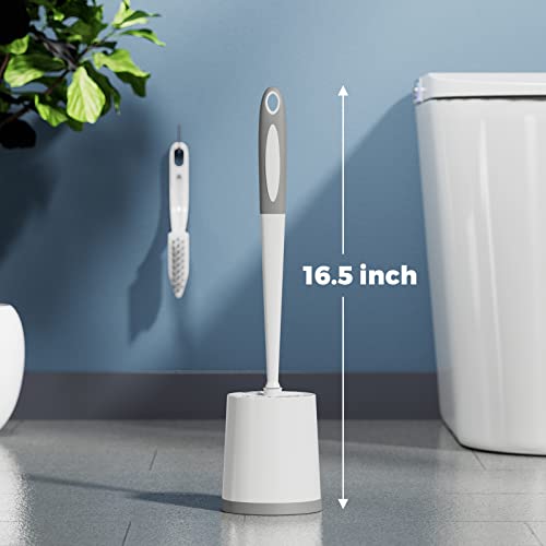 Holaloha Toilet Brush, 3 Pack Toilet Brushes for Bathroom with Holder, Bathroom Accessories Toilet Bowl Brush with 3 Clean Brush, Toilet Scrub Brush, Toilet Brush Set for Deep Cleaning, White - color: White