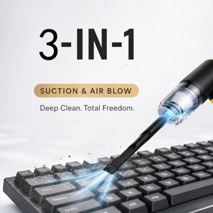 Portable Car Vacuum Cleaner, High-Power Cordless Handheld Vacuum, Rechargeable Mini Vacuum Cleaner for Car, Home & Office