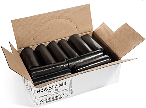 Aluf Plastics 12-16 Gallon Black Trash Bags (1000 Count) - 24" x 33" - 8 Micron Equivalent High Density Value Garbage Bags for Bathroom,Recycling(1 Pallet of 100 Cases, 100000 Bags Total) - color: Black, style: 12-16 Gal, 8 Micron Equiv, 100,000 Count