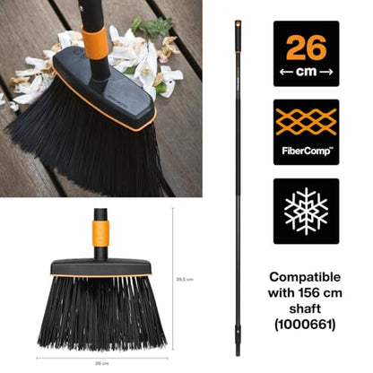 Fiskars QuikFit Sweeping Broom, Broom Head, Width: 26 cm, Synthetic bristles, Black/Orange, 1001415 - style: Broom (26 cm)