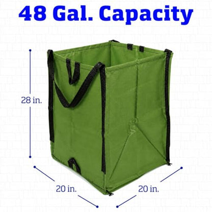 DURASACK Heavy Duty Home and Yard Bags 48-Gallon Reusable Self-Standing Lawn and Leaf Bags Garbage Can with Reinforced Handles, Moss Green - color: Moss Green