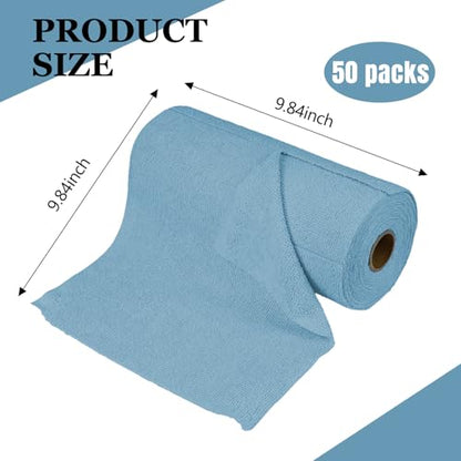 wuyaoyao 50PCS Microfiber Cleaning Cloth Roll, 10"×10" Tear Away Microfiber Towels, Reusable Washable Cloth Paper Towels, Multi-Purpose Cleaning Rags for Car Home Kitchen Garage Shop (Blue) - color: Blue