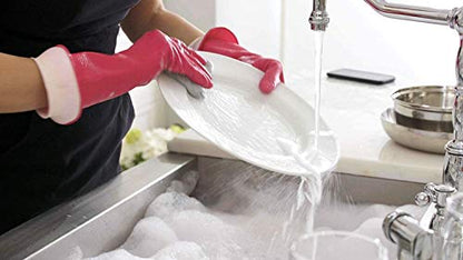 Casabella Premium Waterblock Cleaning Gloves - 6 Pair (12 Gloves) Pink - (Medium) - size: Medium (Pack of 12)