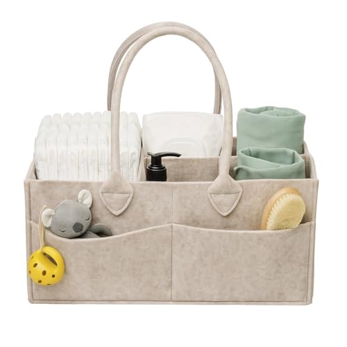 PUTSKA Baby Diaper Caddy Organizer - Nursery Storage Basket for Diaper Station, Baby Basket Shower List and Registry Gift Must-Haves, Newborn Essentials, Nursery Decor for Boy or Girl - DarkMocha, XL - color: Dark Mocha, size: Extra Large