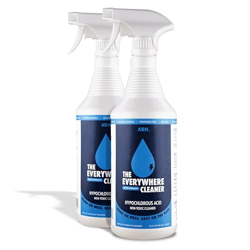 The Everywhere Cleaner Hypochlorous Acid Spray 500ppm (HOCL) - Multi-Surface Household Cleaner & Odor Neutralizer for Kitchen, Bathroom, Sealed Floors, No Fumes, No Residue - 1 Quart x 2 Pack - size: 32 Fl Oz (Pack of 2)