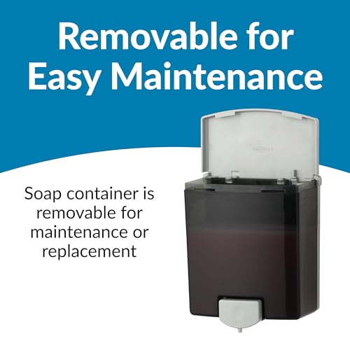 Bobrick Surface-Mounted Soap Dispenser - Manual Wall-Mounted 40 fl oz Capacity Top Fill, ADA Compliant, Vandal-Resistant, Visible Soap Level, All-Purpose Liquid Soap Dispenser for Commercial Bathrooms (Model B-40)