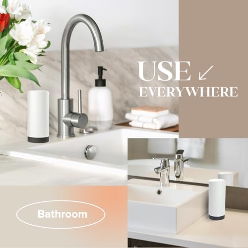ElmRidge Dish Soap Silicone Dispenser for Kitchen Sink,Squeeze Washing Up Liquid and Hand Soap,Round refillable Silicone Bottles,Easy to Fill and to use, 8.5 oz,Black 2.4 x 2.4 x 5.5 inches (White) - color: White