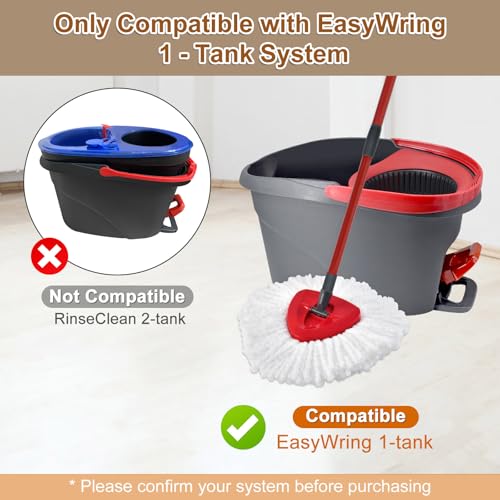 Mop Heads Replacements for O Cedar EasyWring 1 Tank,Spin Mop Replace Heads for OCedar,Includes 3 Microfiber Mop Refills,1 Upgrade Scrubber Brushes and 1 Base for Deep Cleaning Machine Washable - size: 1 Tank-5pack