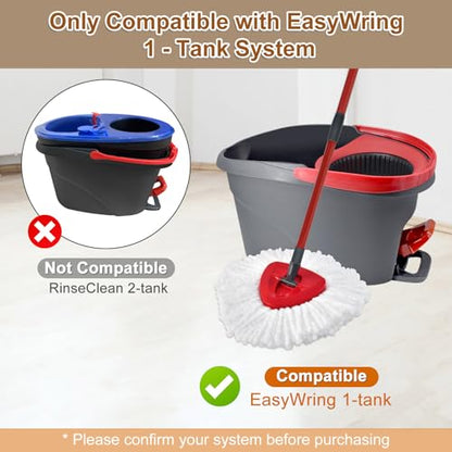 7 Pack Mop Heads Replacements for O Cedar EasyWring 1 Tank,Spin MOp Replace Heads for OCedar,Includes 4 Microfiber Mops Refills,2 Upgrade Scrubber Brushes and 1 Base for Deep Cleaning Machine Washable - size: for Ocedar 1 Tank