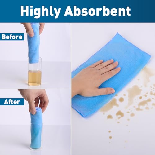 TEAWOO Blue Microfiber Towels Bulk-400 Pack, Cleaning Cloths Bulk, Microfiber Towels for Cars, Cleaning Rags Blue (12x12 inches) - color: Blue, size: 400 Pack