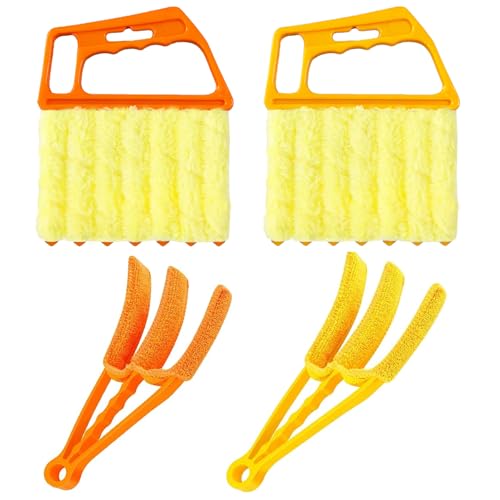 AOCEAN 4 Pcs Blind Cleaner Duster Tool, 7-Finger Dusting Cleaner Tool for Window & Air Vent, Washable Handheld Microfiber Duster Blinds Air Conditioner Fan Keyboard Duster Dirt Tool