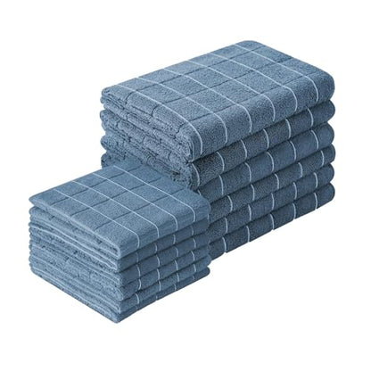 Microfiber Kitchen Towels and Cleaning Cloths, 4 Pack - Ultra Soft, Super Absorbent, Lint-Free - Lattice Pattern Dish Towels, 12x12 Inches（Blue） - color: Blue