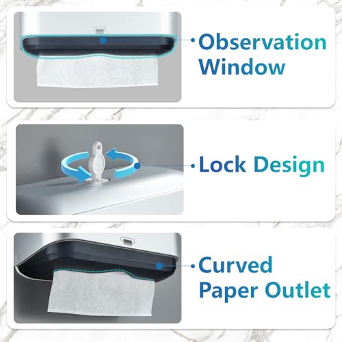 Commercial Paper Towel Dispenser Holder Wall Mount, Multi-fold Trifold C Fold Hand Towel Dispenser, Bathroom Paper Towel Dispenser, Toilet Paper Napkin Holder (Silver-5859) - color: Silver-5859