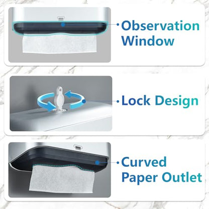 Commercial Paper Towel Dispenser Holder Wall Mount, Multi-fold Trifold C Fold Hand Towel Dispenser, Bathroom Paper Towel Dispenser, Toilet Paper Napkin Holder (Silver-5859) - color: Silver-5859