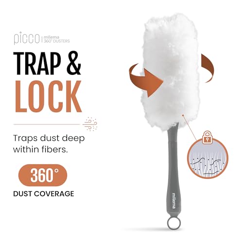 milema Picco 360 Double-Sided Microfiber Duster Cleaning Kit (White, 1 Short Handle, 23 Refills) - size: 1 short handle, 23 refills