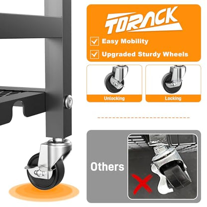TORACK Garden Tool Organizer Stand with Wheels, Rakes Shovels Yard Tools Stand for Garage, Shed, Garden, Indoor/Outdoor Long-Handled Tools Cart - style: Tool Stand