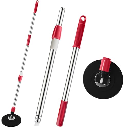 Spin Mop Replacement Handle 360 Degree Spin Mop Pole Handle Replacement Rotating Telescopic Stick for Mop Head, Ideal for Home and Household Cleaning - color: Red, style: Plastic Disc