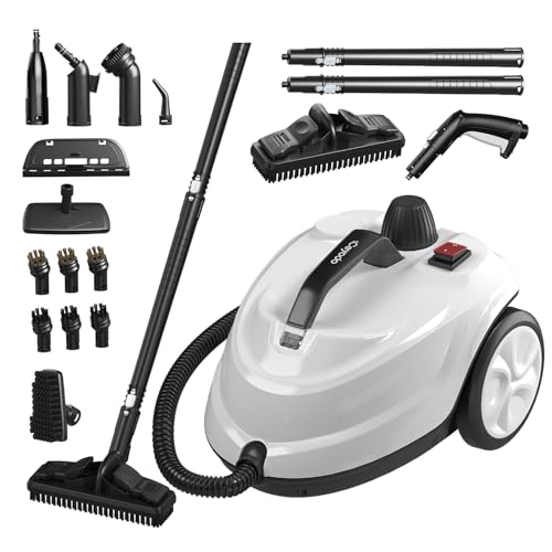 Steam Cleaner, Powerful Heavy Duty Canister Steamer with 34 Accessories, Steam Mop with 16.4 Ft Extra-Long Power Cord for Home Floor Cleaning, Grout, Upholstery, Car Detailing, White - color: White