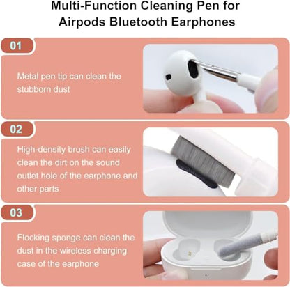 5 in 1 Keyboard Cleaning Brush Kit,Multifunctional Earbuds Cleaner with Keycap Puller,Cleaning Tools for Mechanical Keyboard,PC Laptop and Earphone (White) - color: White