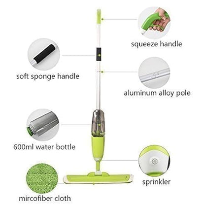 Healthy Spray Mop, Floor Mop with Removable Washable Cleaning Pad and Integrated Water Spray Mechanism