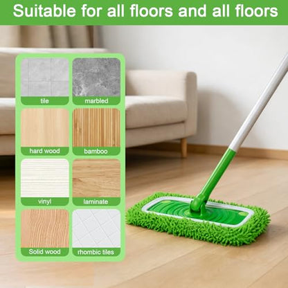 3 Pack Flat Mop Pads Replacement Washable Reusable Wet Dry Floor Cleaning Refill Set for Home Hard Floor(Green) - color: Green