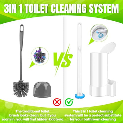 Disposable Toilet Brush, 48 Cleaner Refills, Toilet Brush for Toilet Bowl Cleaners, Bathroom Cleaning - size: 48 Refills