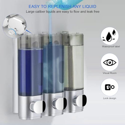 Shampoo and Conditioner Dispenser Shower Soap Dispenser Shampoo Dispenser Body Wash Dispenser for Bathroom,Large Capacity, Silver - color: Silver