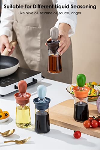 Oil Dispenser with Brush - 2 Pack Olive Oil Dispenser, 2 IN 1 Oil Dispensing Bottle with Basting Brush for Cooking Frying Baking Kitchen, T-OB21 Grey+Green - color: Grey+Green