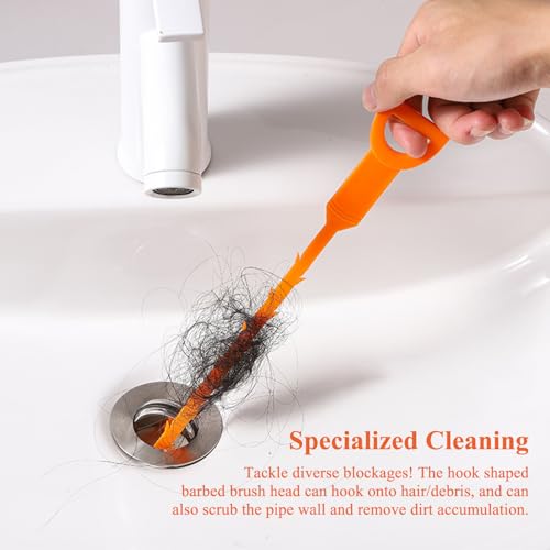 Drain Snake Hair Drain Clog Remover Tool, 25-Inch Flexible Pipe and Tub Drain Strainers with Grip Handle, Hair Catcher for Bathroom, Sink, Bathtub, Kitchen, 5 Pack