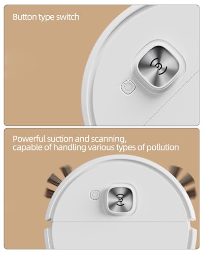 Smart Floor Vacuum Robot, Strong Suction Quiet Slim Sweep Mop, Robot Vacuum for Pet Hair Hard Floor & Low-Pile Carpet Home Cleaning, No Battery Included (3 AA 1.5V Batteries Required), White - color: White